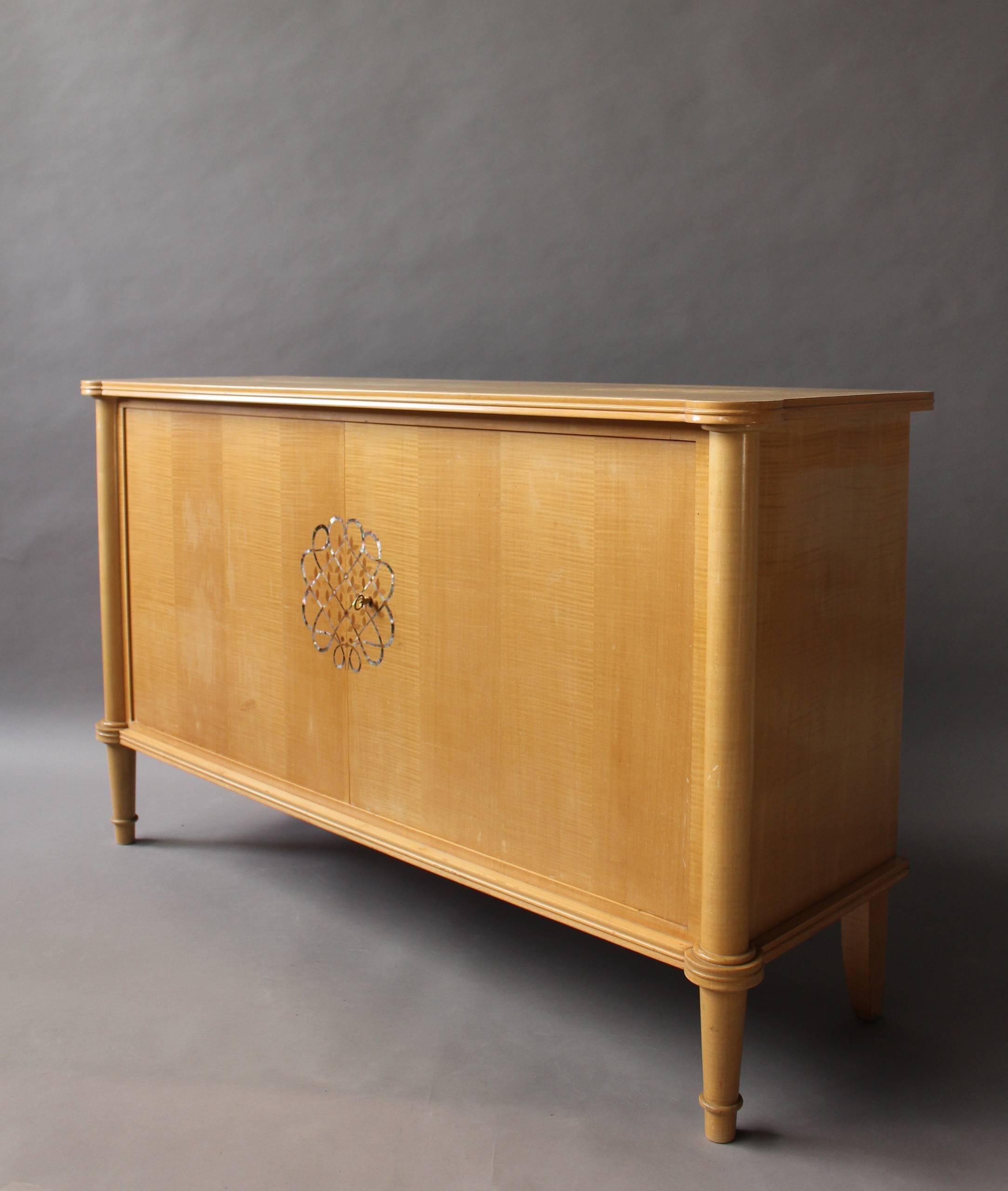 Fine French Art Deco Sycamore and Marquetry Buffet / Commode by Leleu In Good Condition In Long Island City, NY
