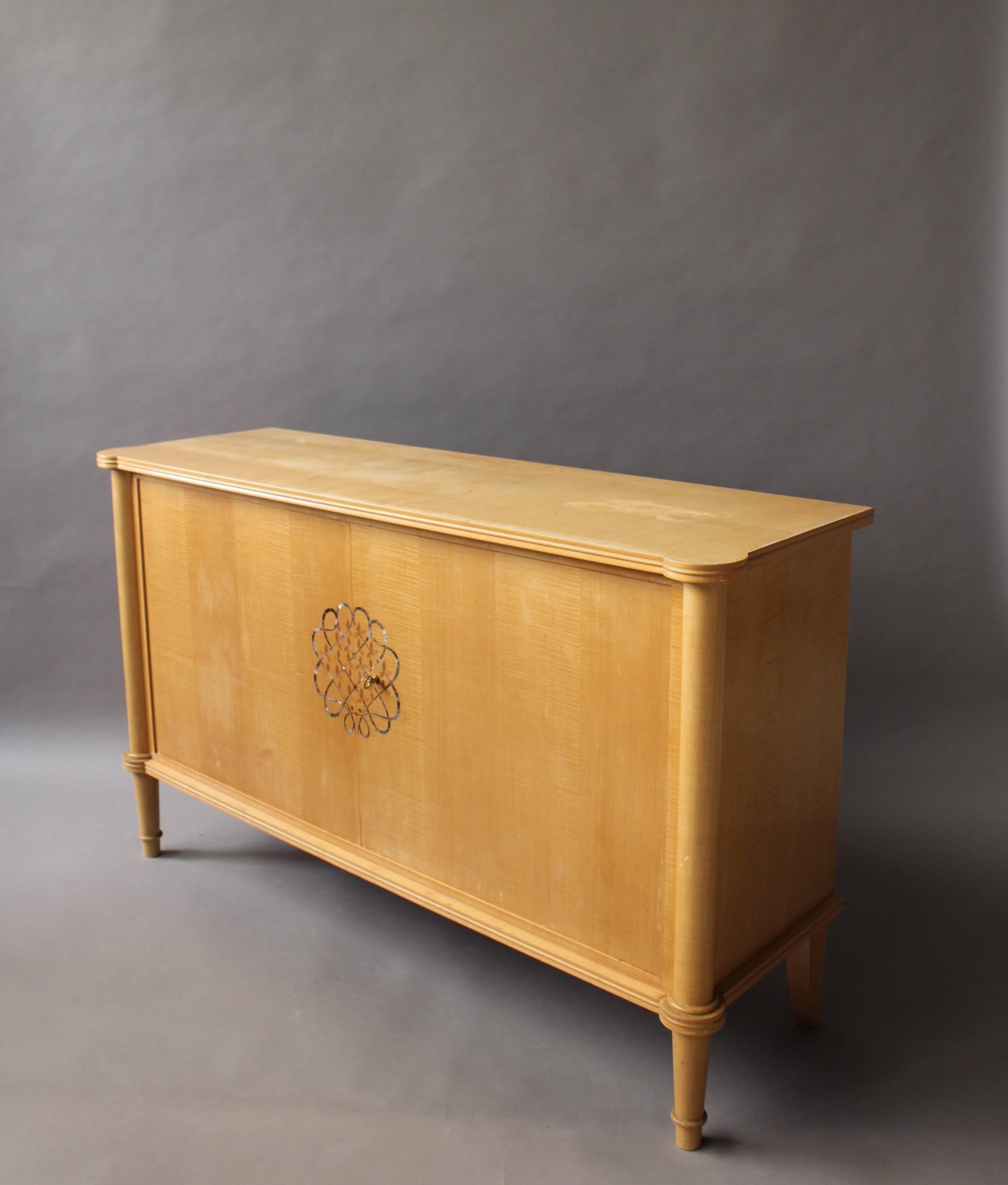 Mid-20th Century Fine French Art Deco Sycamore and Marquetry Buffet / Commode by Leleu