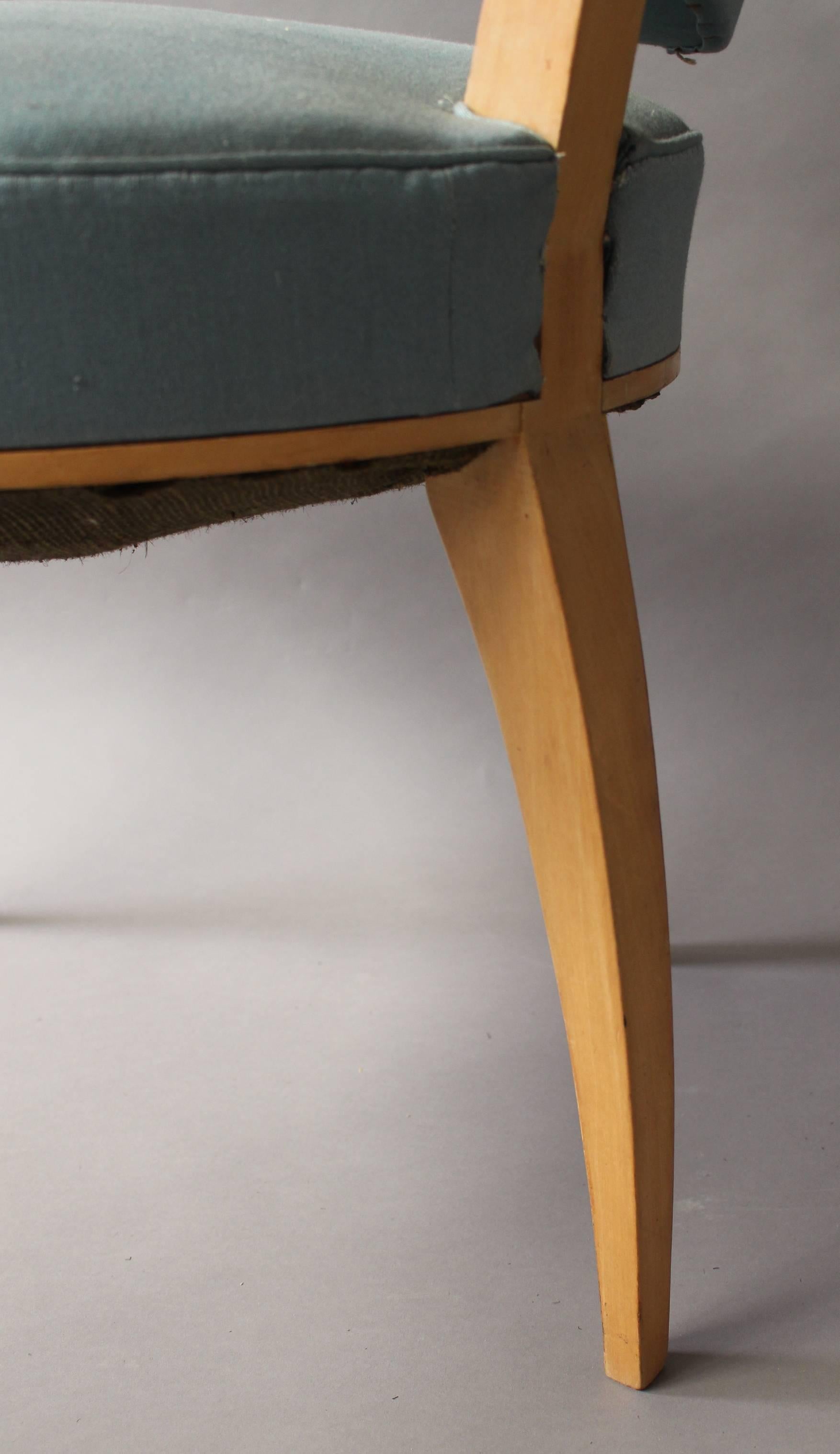 Un set di 4 raffinate poltrone francesi Art Déco in sicomoro in vendita 6