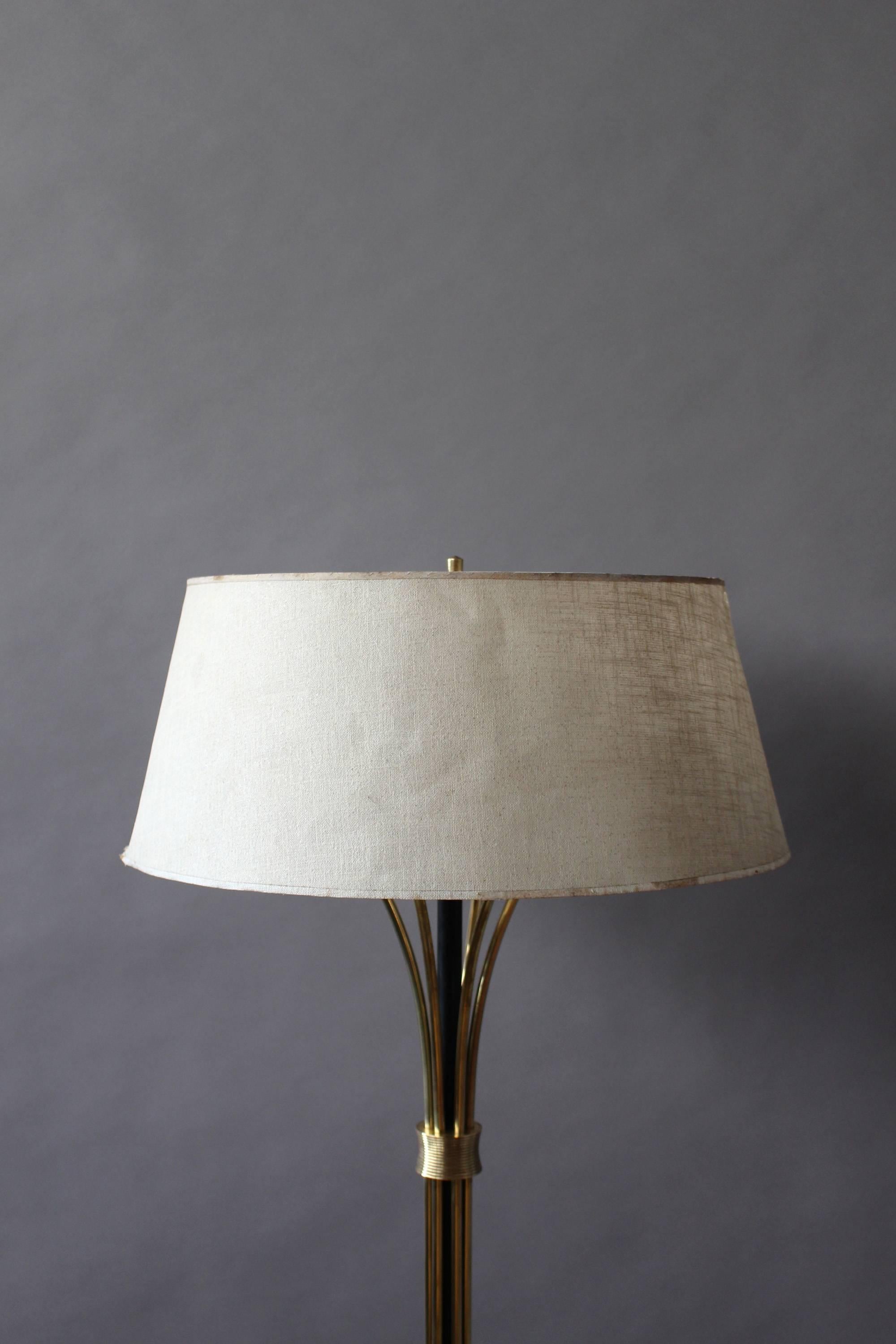 A Fine French 1950's Brass and Black Metal Floor Lamp by Arlus 2