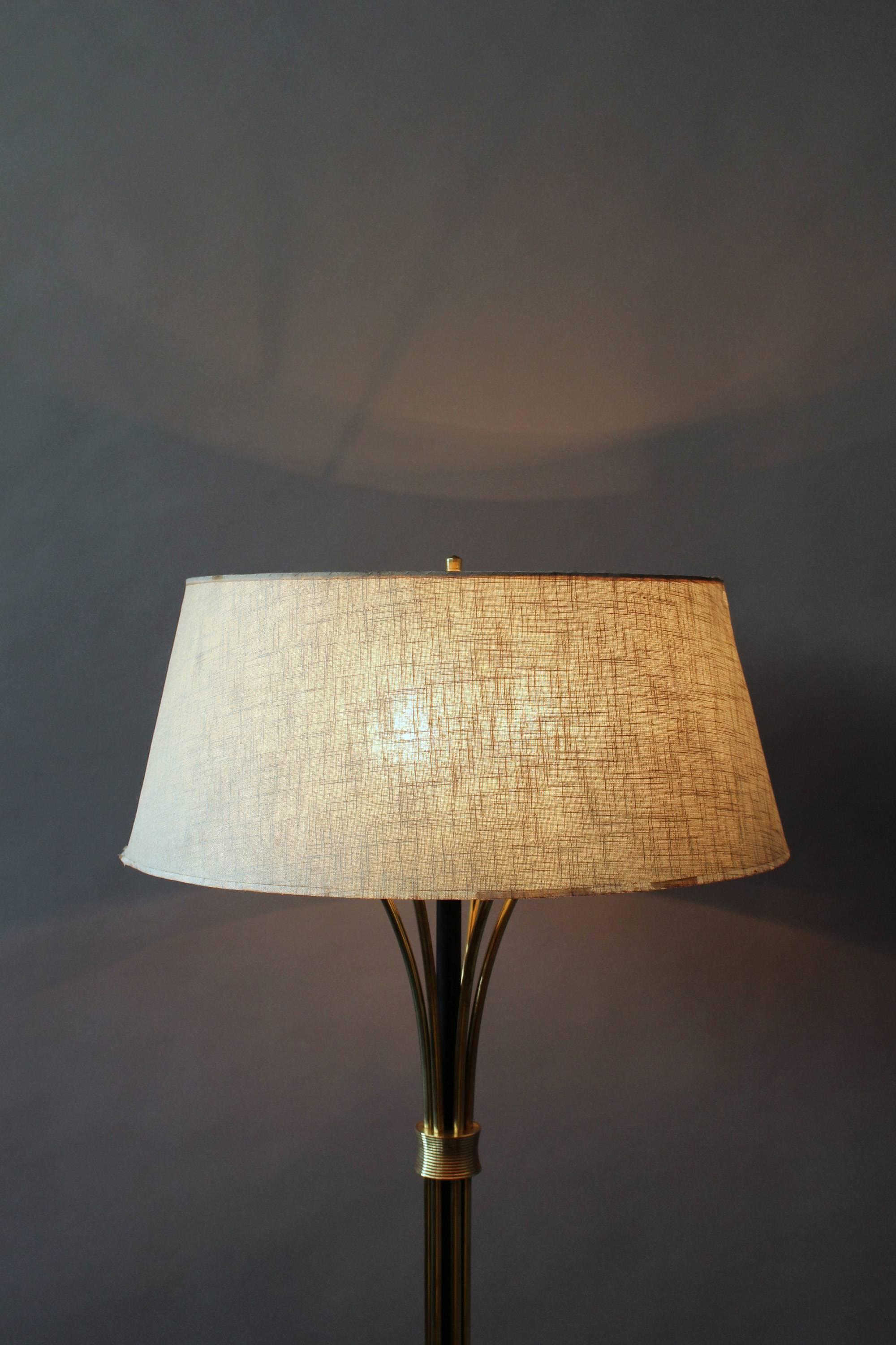 A Fine French 1950's Brass and Black Metal Floor Lamp by Arlus 3