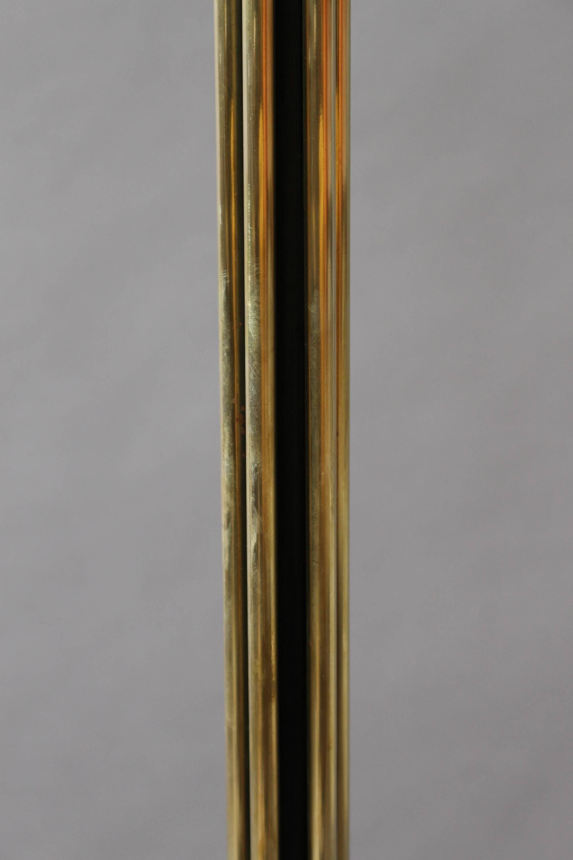 A Fine French 1950's Brass and Black Metal Floor Lamp by Arlus 1