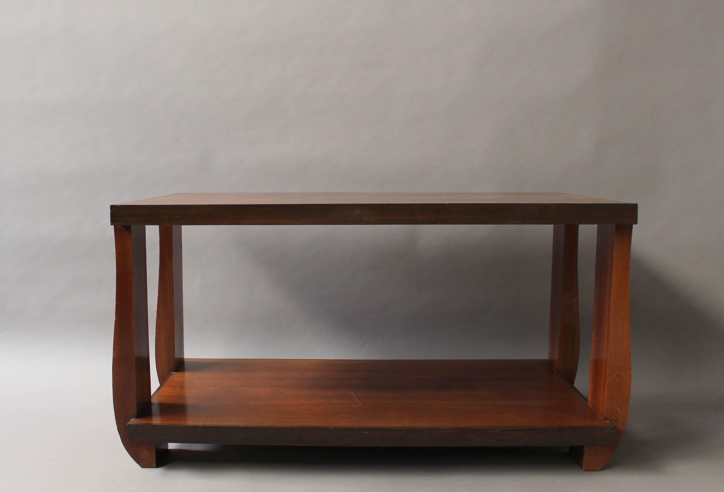 Mid-20th Century Large Fine French Art Deco Rosewood and Mahogany Two-Tier Coffee Table