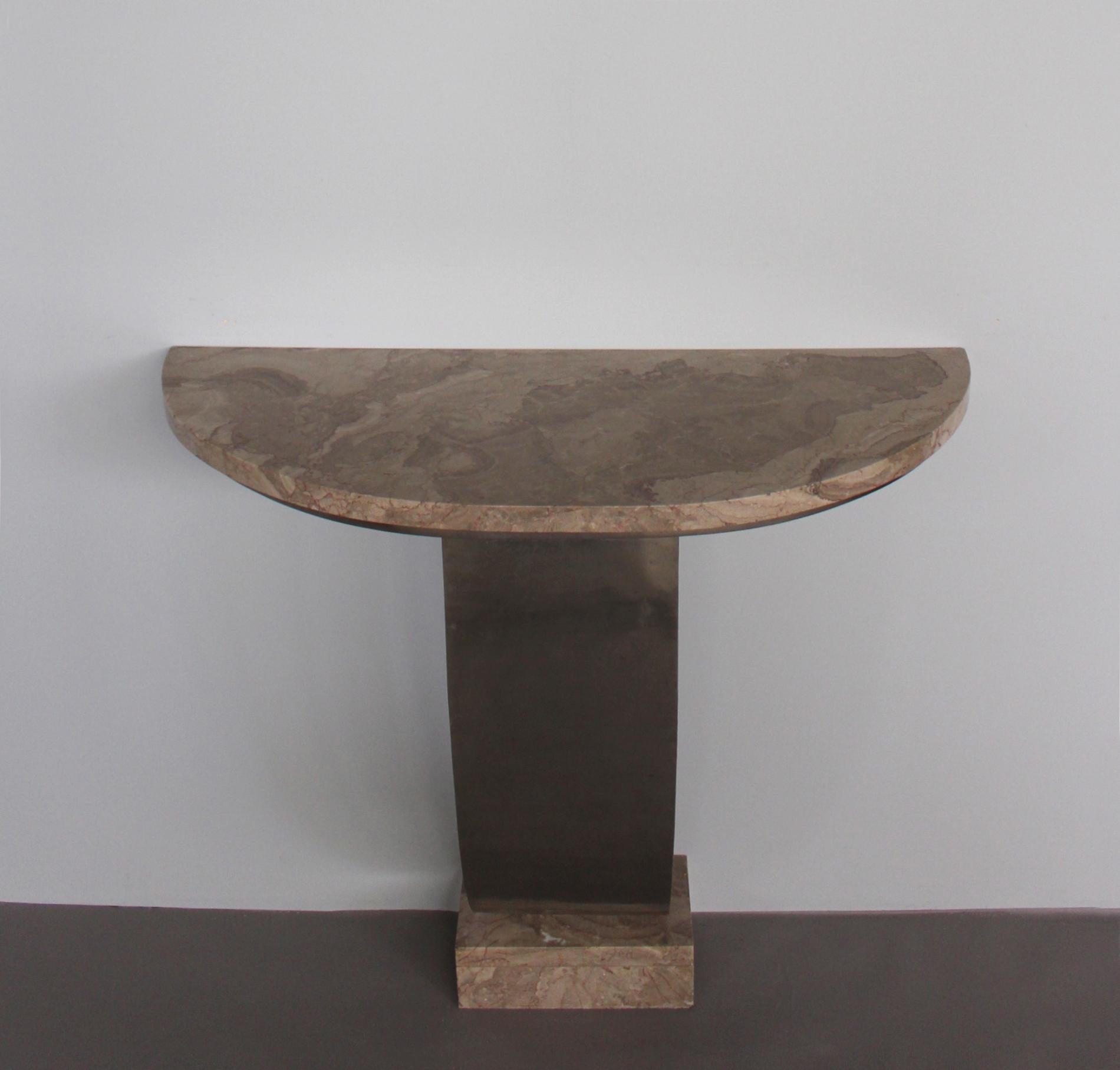 20th Century A Fine French Art Deco Hammered Metal and Marble Console Table For Sale