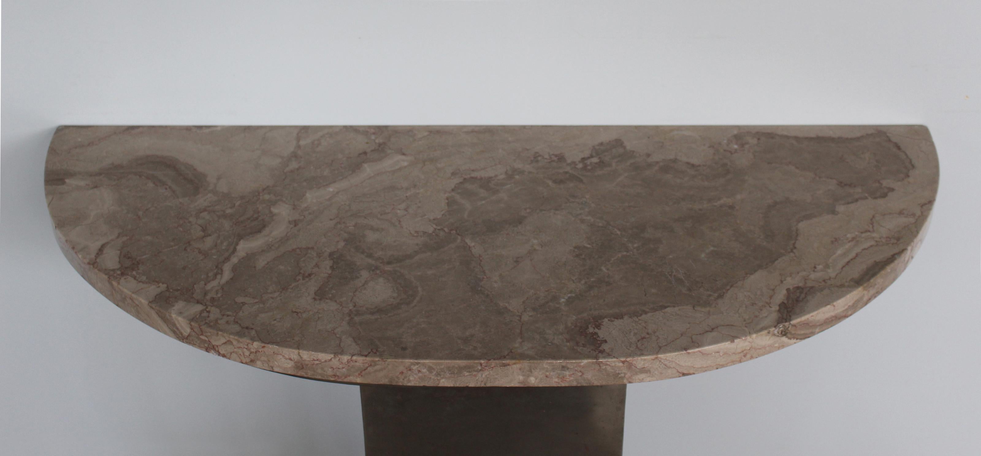 A Fine French Art Deco Hammered Metal and Marble Console Table For Sale 1
