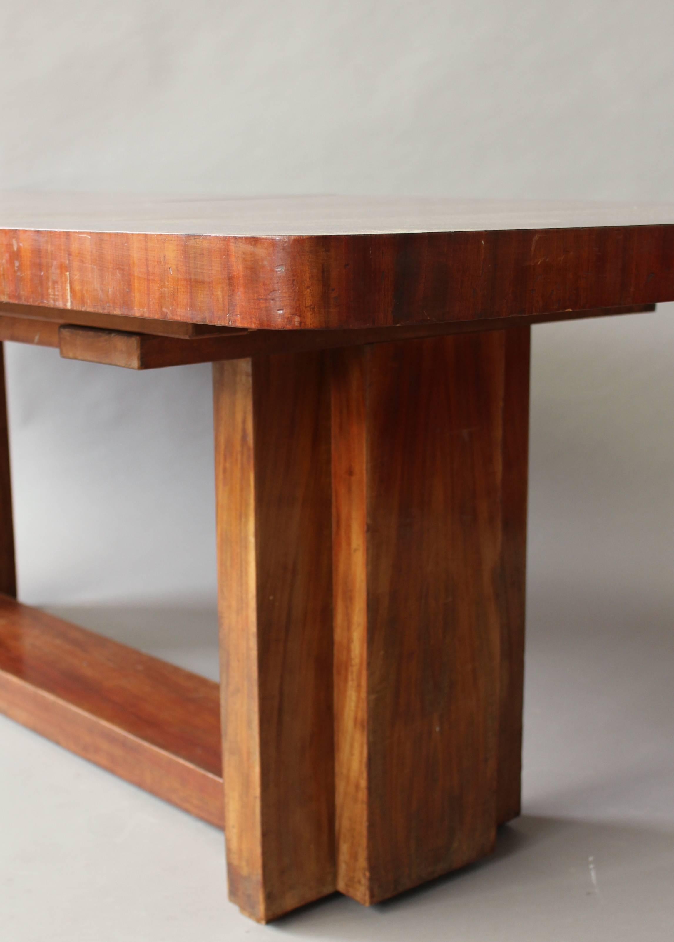 A Fine French Art Deco Modernist Mahogany Dining Table  5