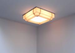 Fine French Art Deco Two-Tiered Glass and Chrome Flush Mount by Jean Perzel