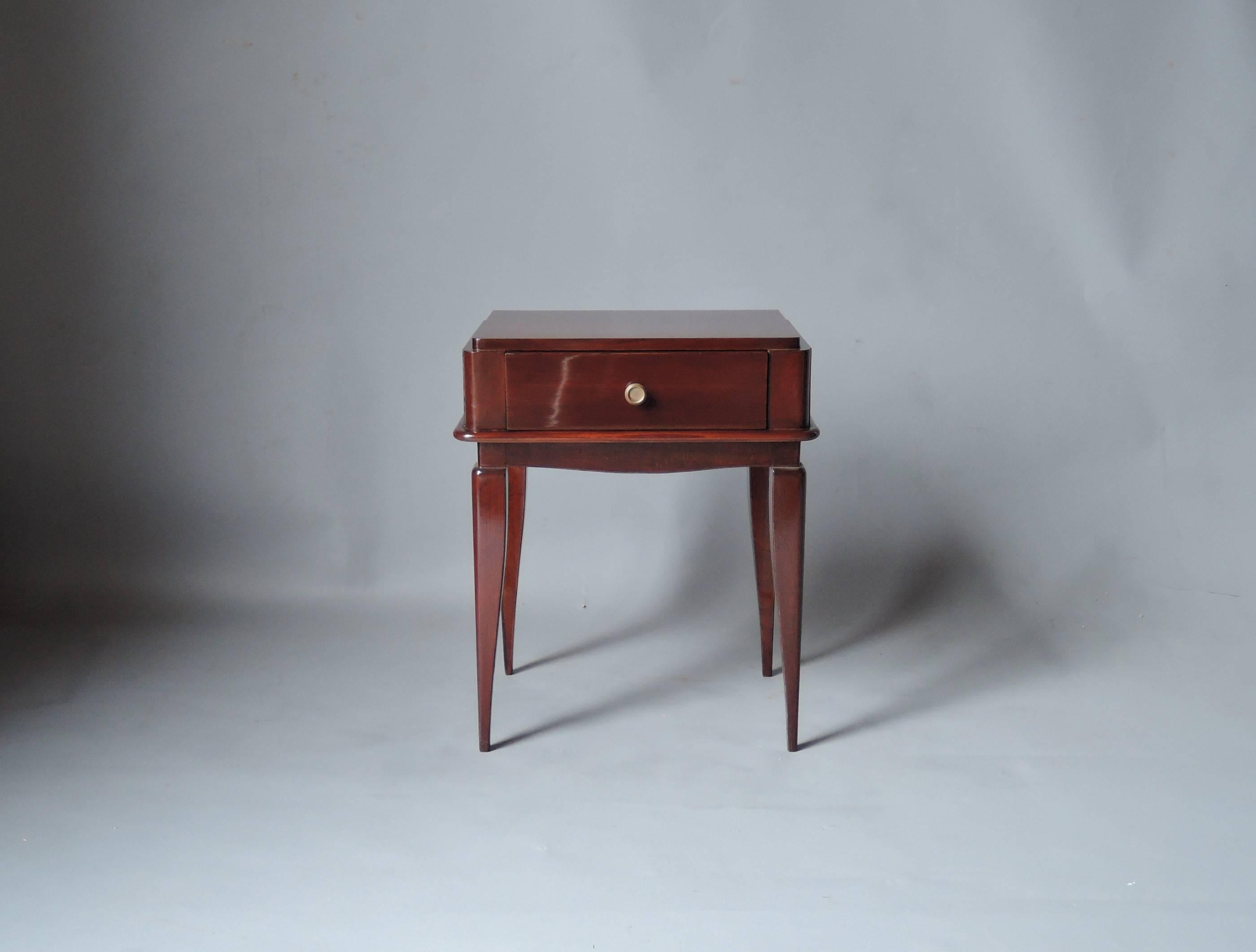 Mid-20th Century Pair of Fine French Art Deco Mahogany Side Tables For Sale