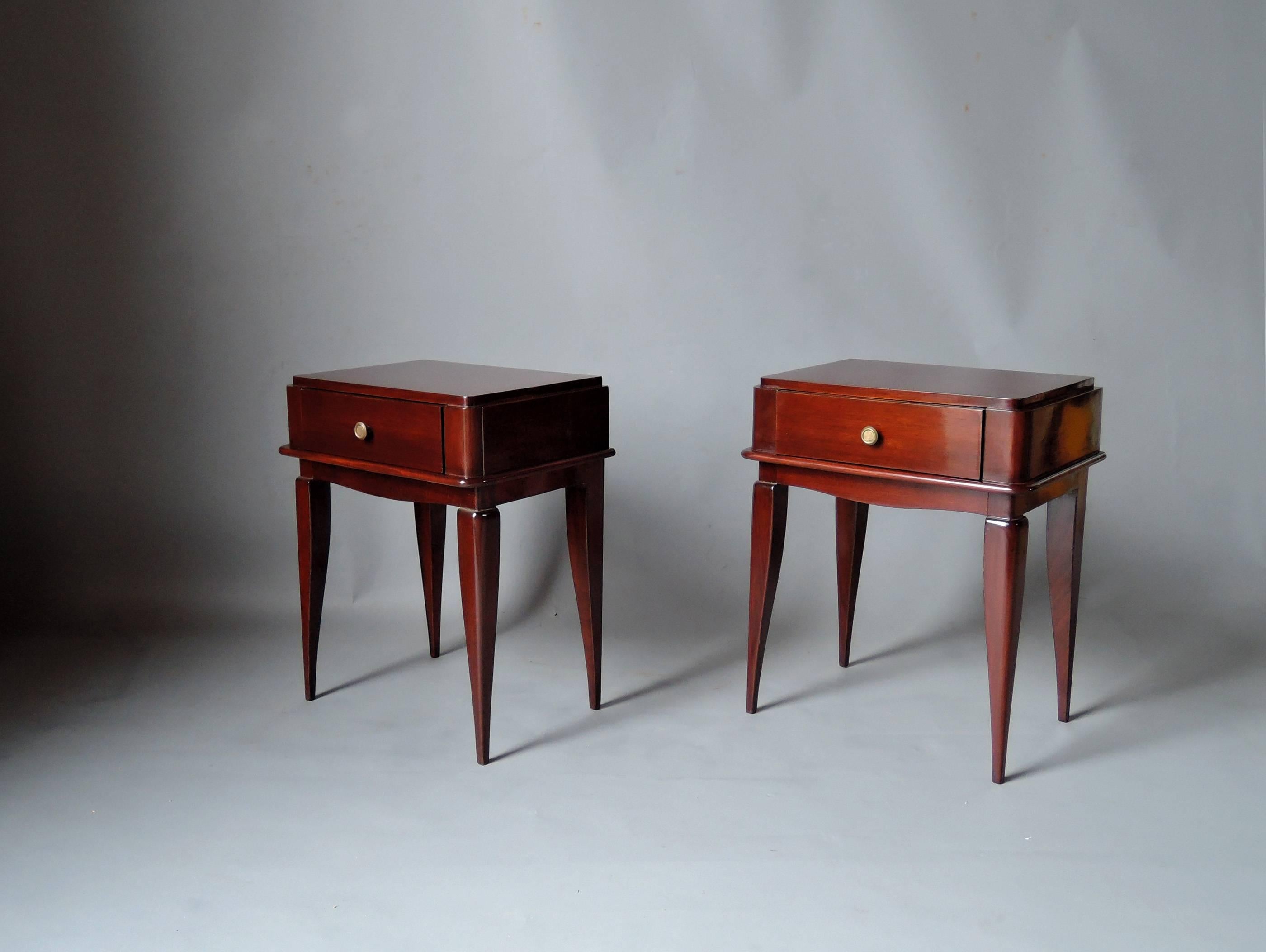 Pair of Fine French Art Deco Mahogany Side Tables For Sale 4