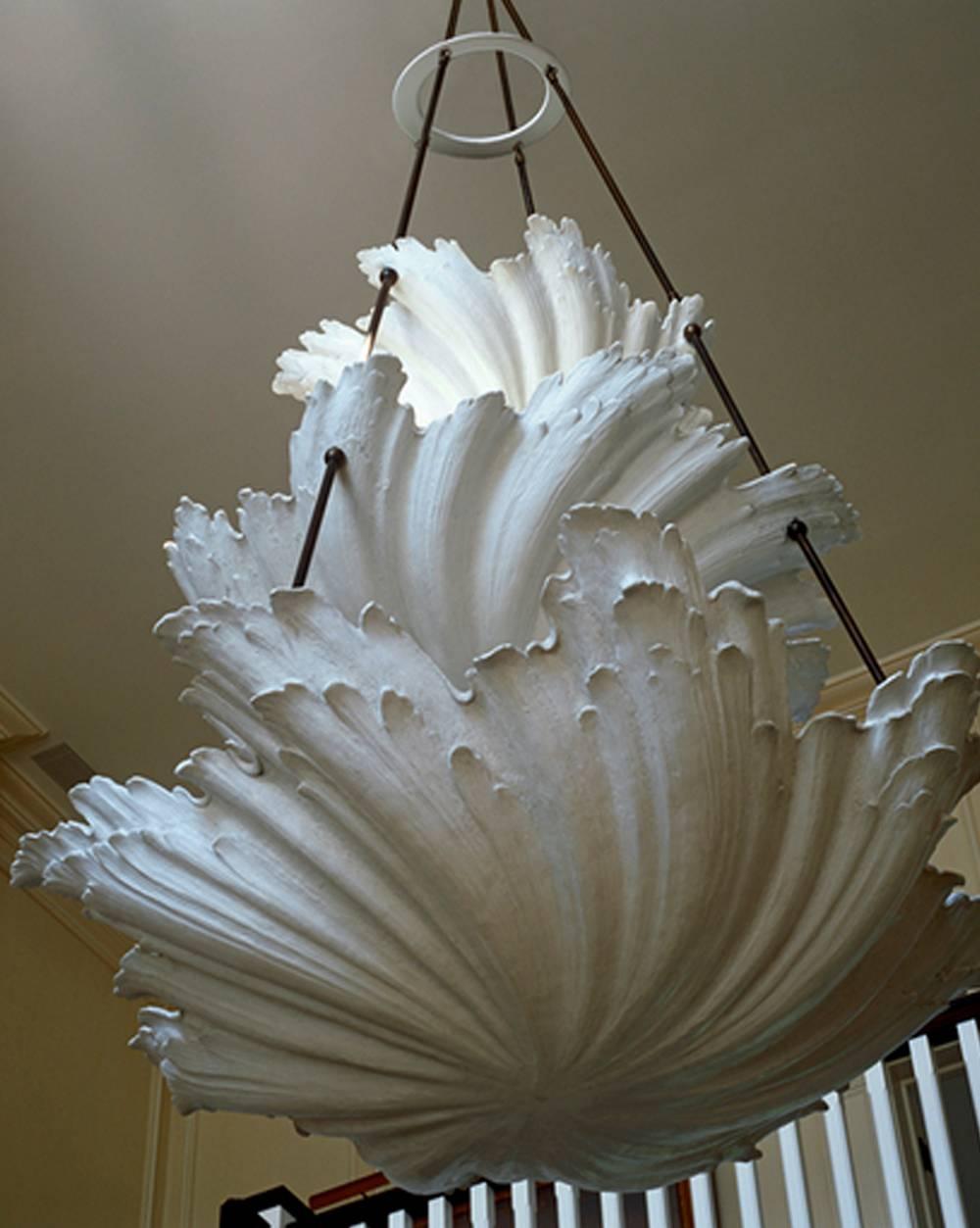 WP Sullivan Plaster Shell Chandelier In New Condition In New York, NY