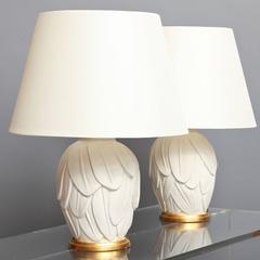 Lampada con foglie di palma in gesso di Liz O'Brien Editions