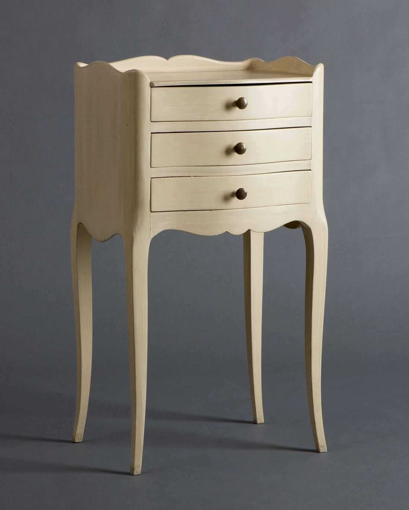 British Syrie Maugham Side Table With three Drawers