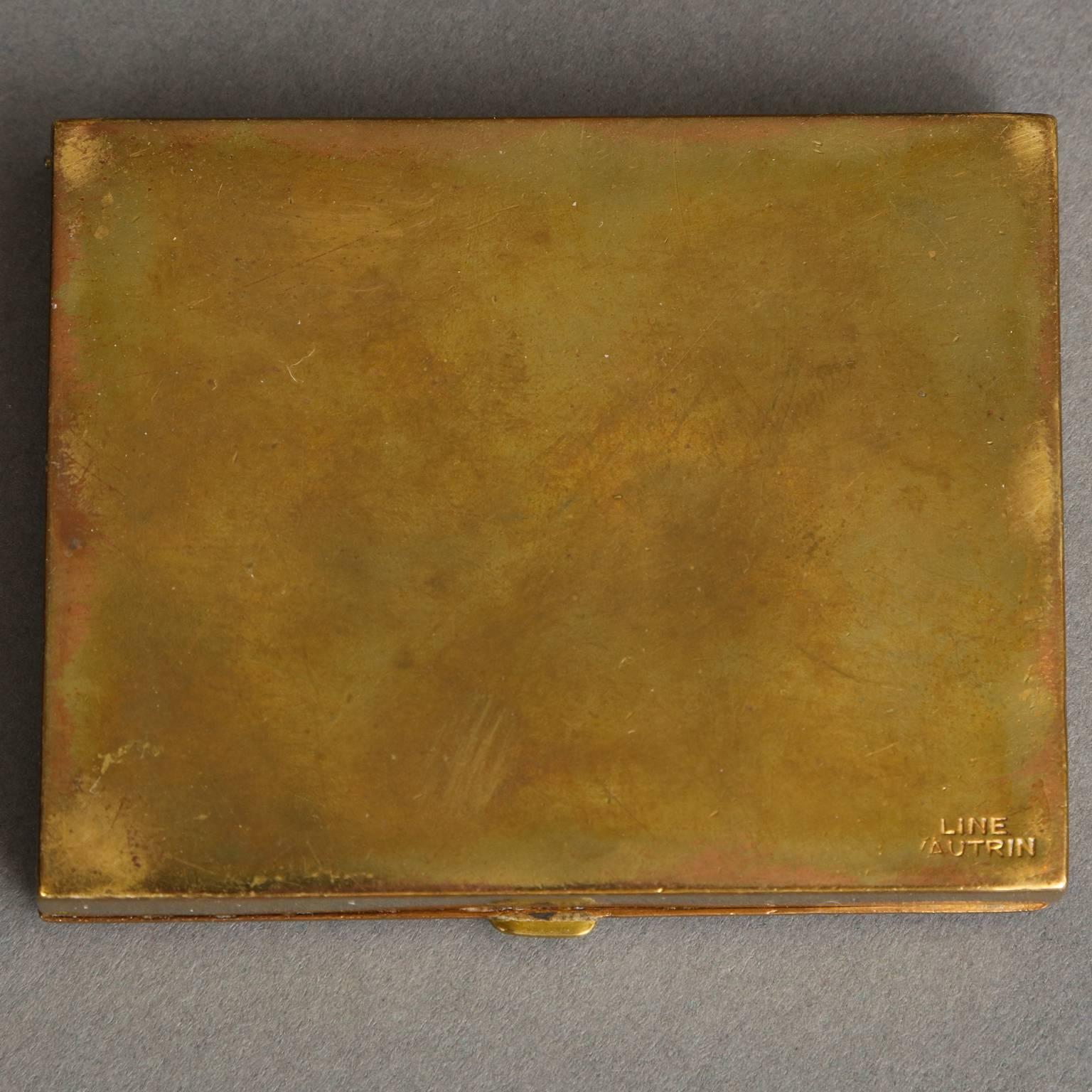 Line Vautrin (1914-1997).
"Jalousie" compact in gilt bronze.
Signed: Line Vautrin on the back.
 