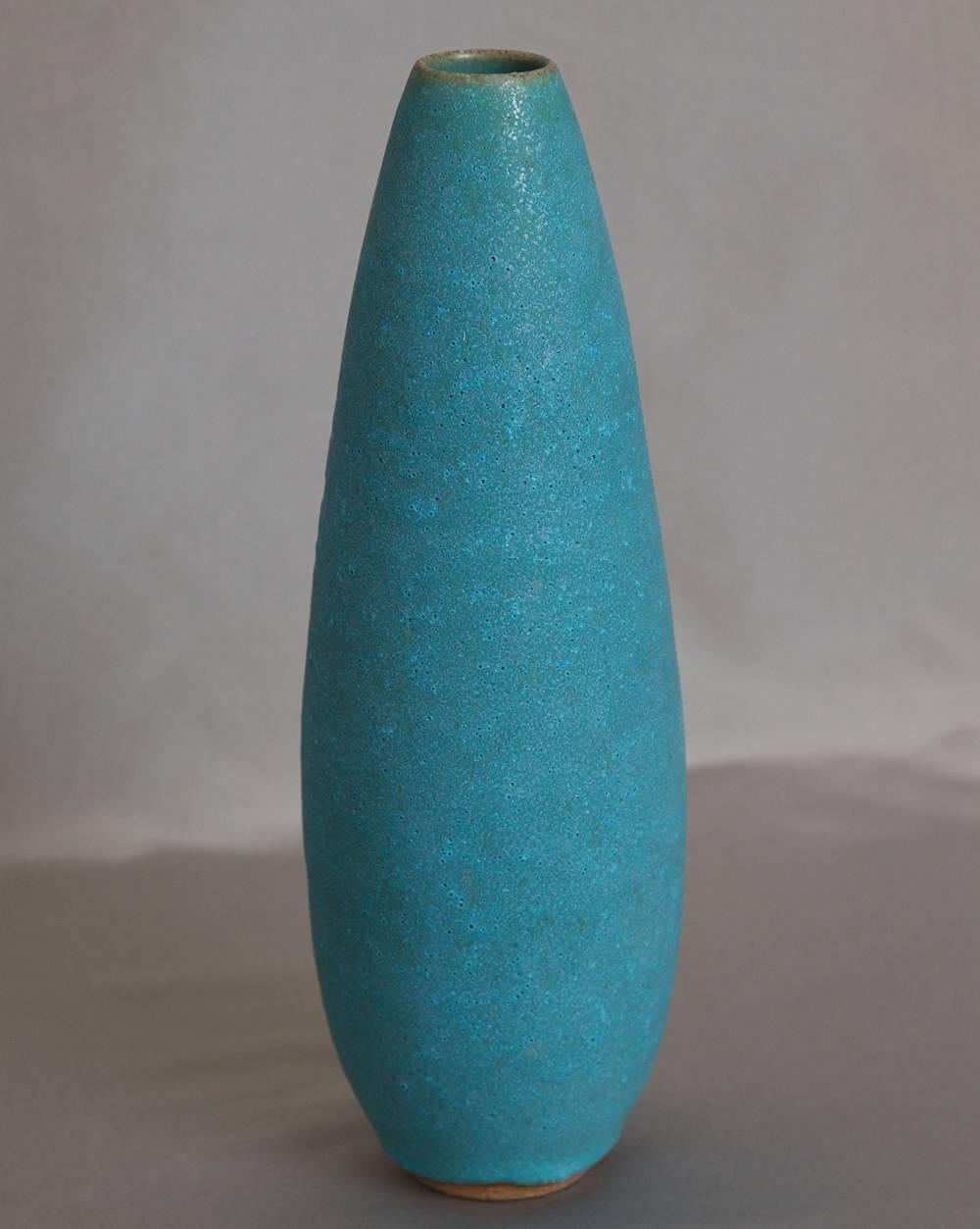 Sandra Zeenni.
“Turquoise vase despres”, 2014.
Stoneware vessel with matte turquoise glaze.
Signed SaZe

Based in Paris, Sandra's work has been included in museum exhibitions, recently 