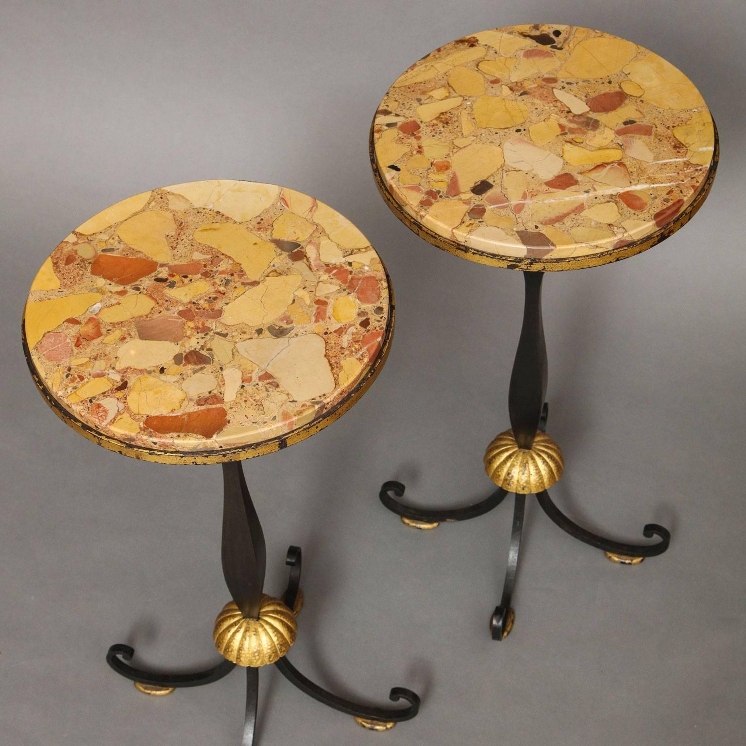 French Pair of Gilbert Poillerat Side Tables
