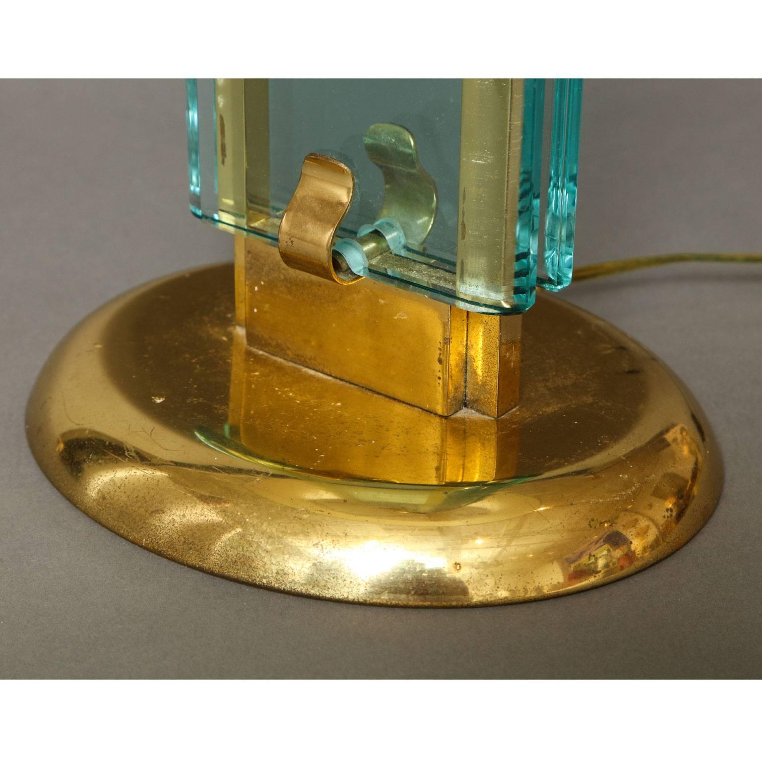 Italian Max Ingrand Glass and Brass Table Lamp