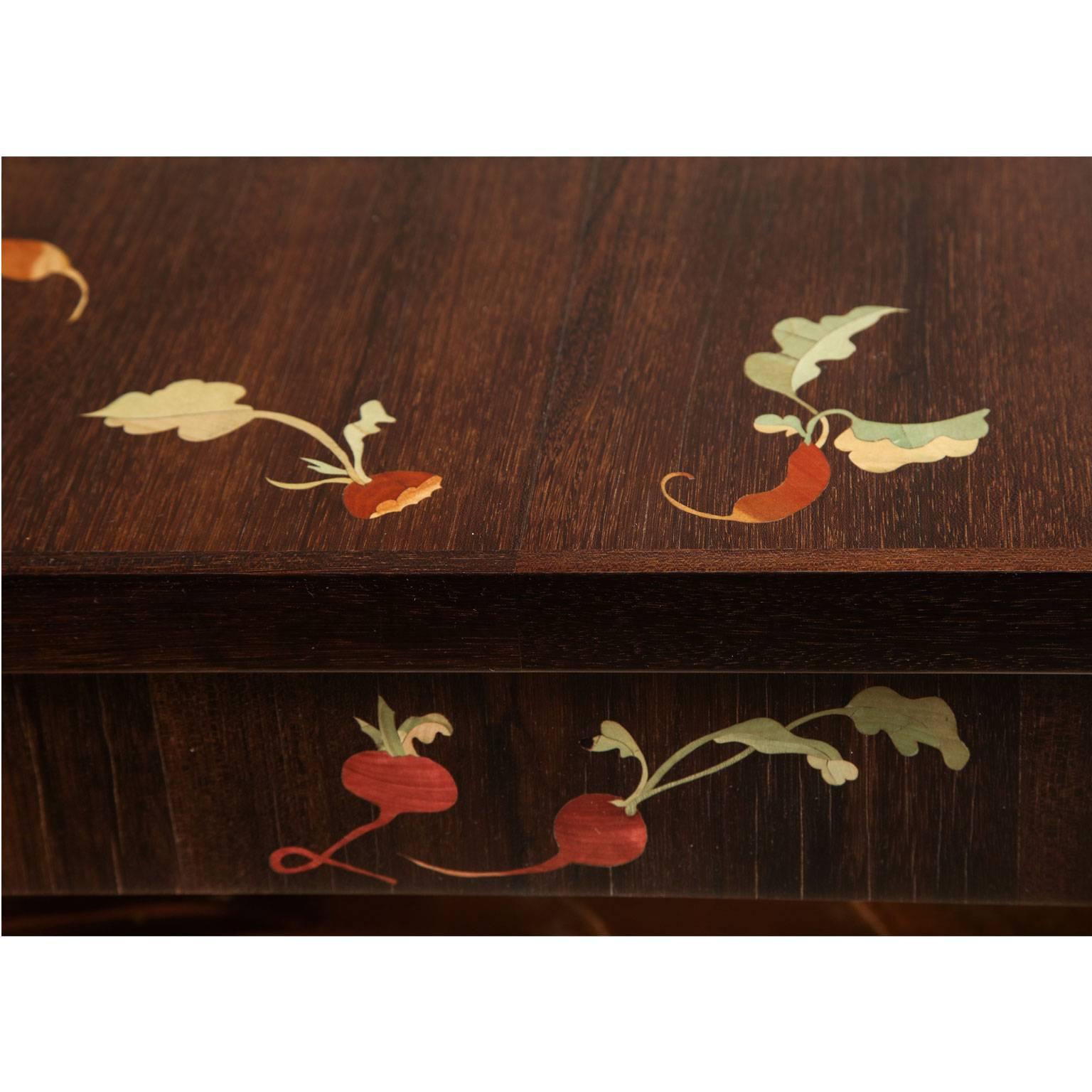 Marquetry Louis Cane Dining Table with Radishes