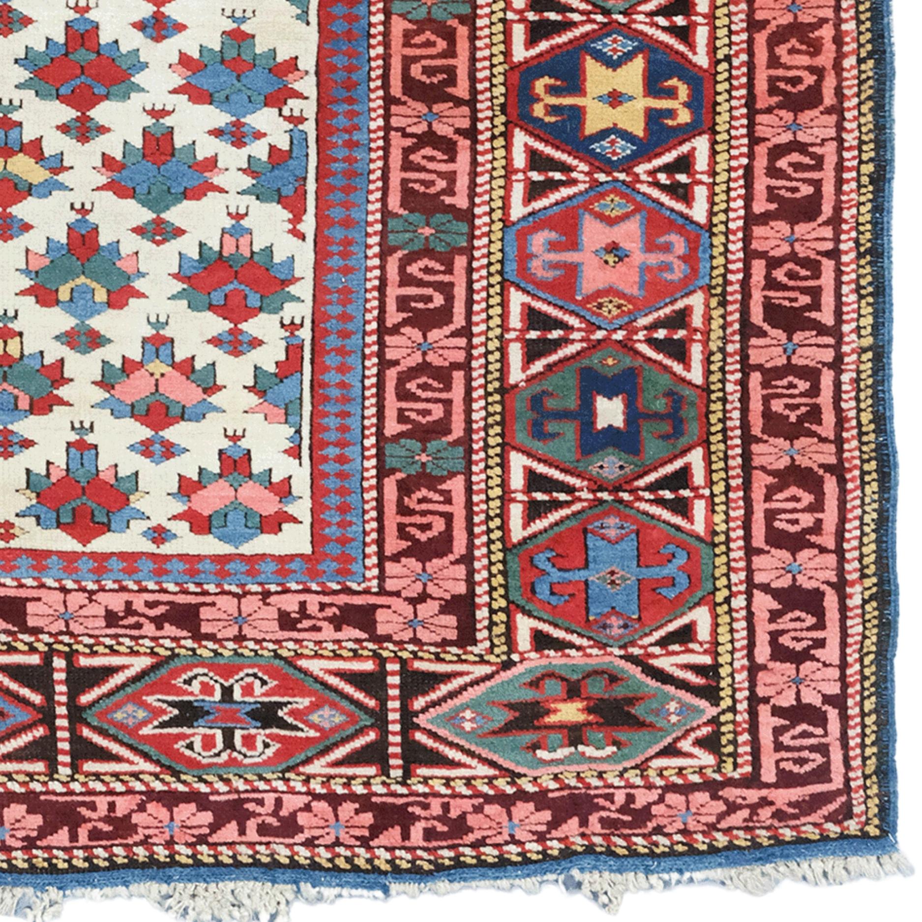 Tapis ancien Kuba Shirvan du 19e siècle - Tapis ancien du Caucase Bon état - En vente à Sultanahmet, 34