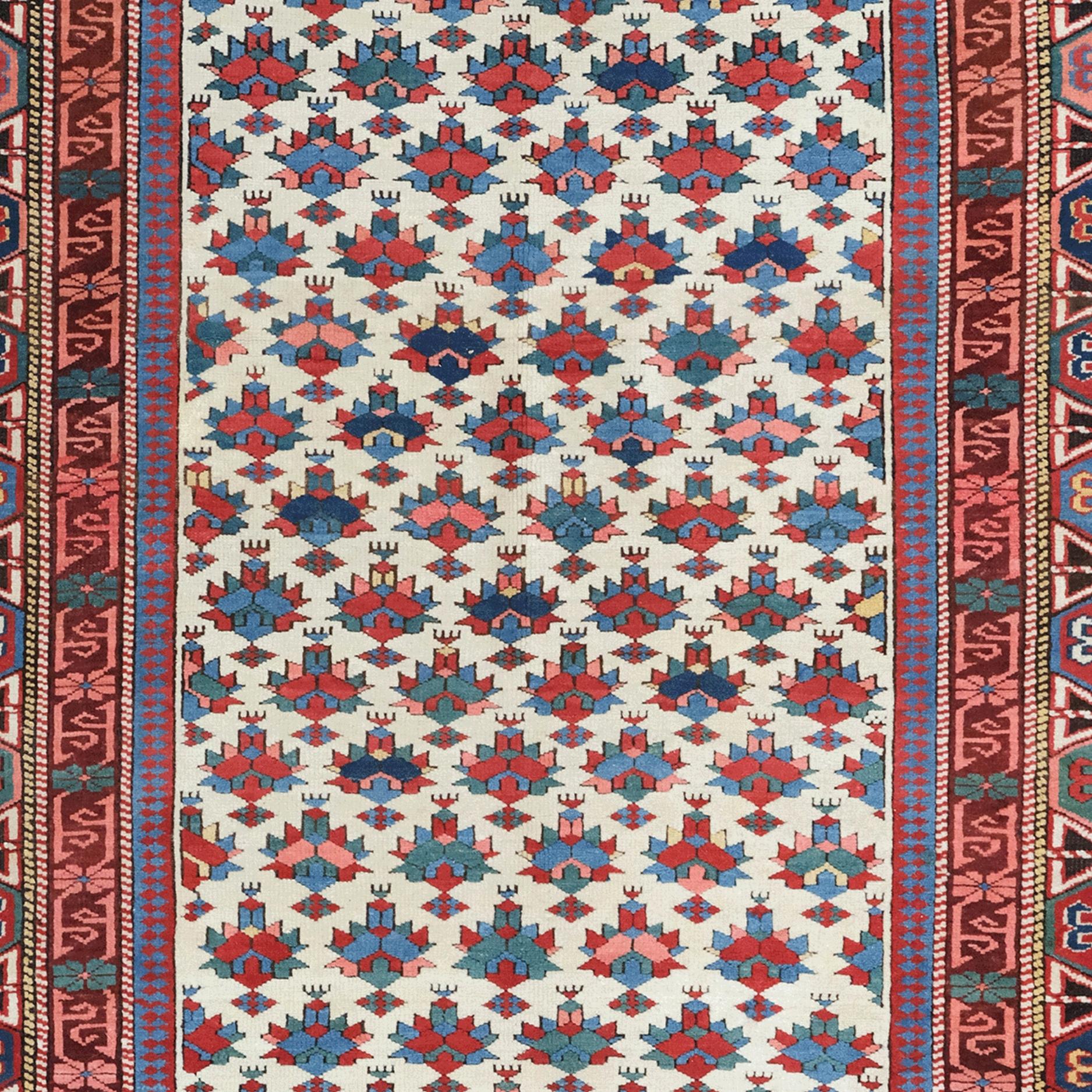 Caucasien Tapis ancien Kuba Shirvan du 19e siècle - Tapis ancien du Caucase en vente
