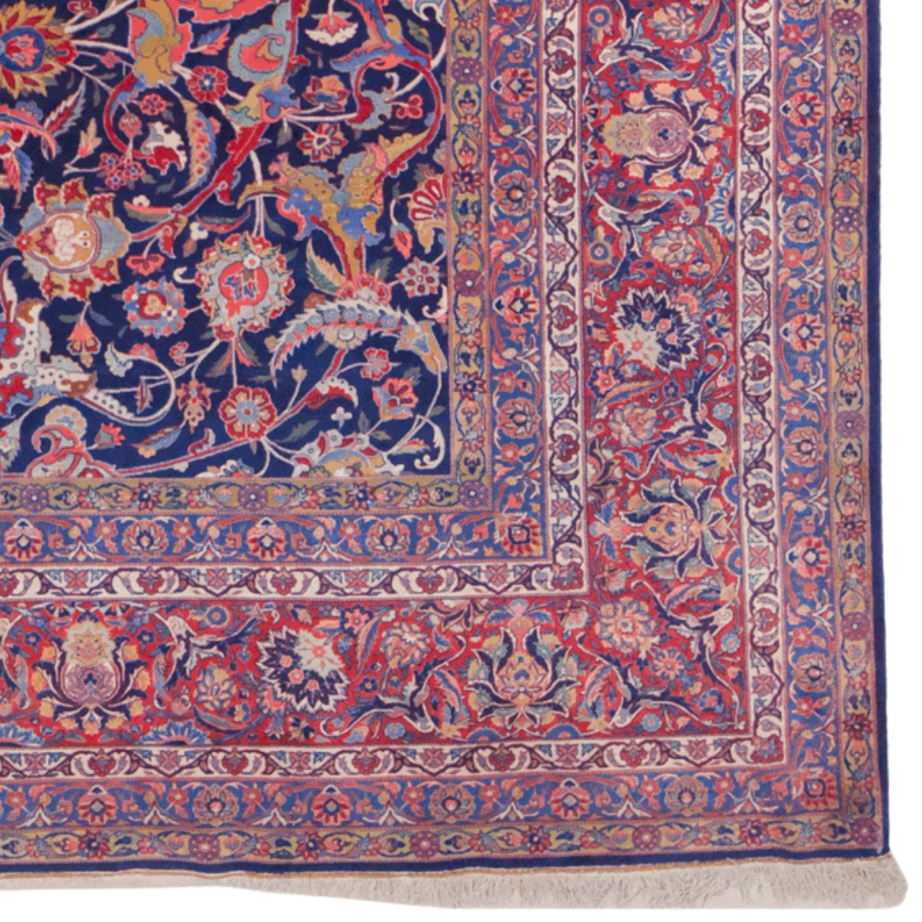 Alfombra persa Keshan de finales del siglo XIX en Bueno estado para la venta en Sultanahmet, 34