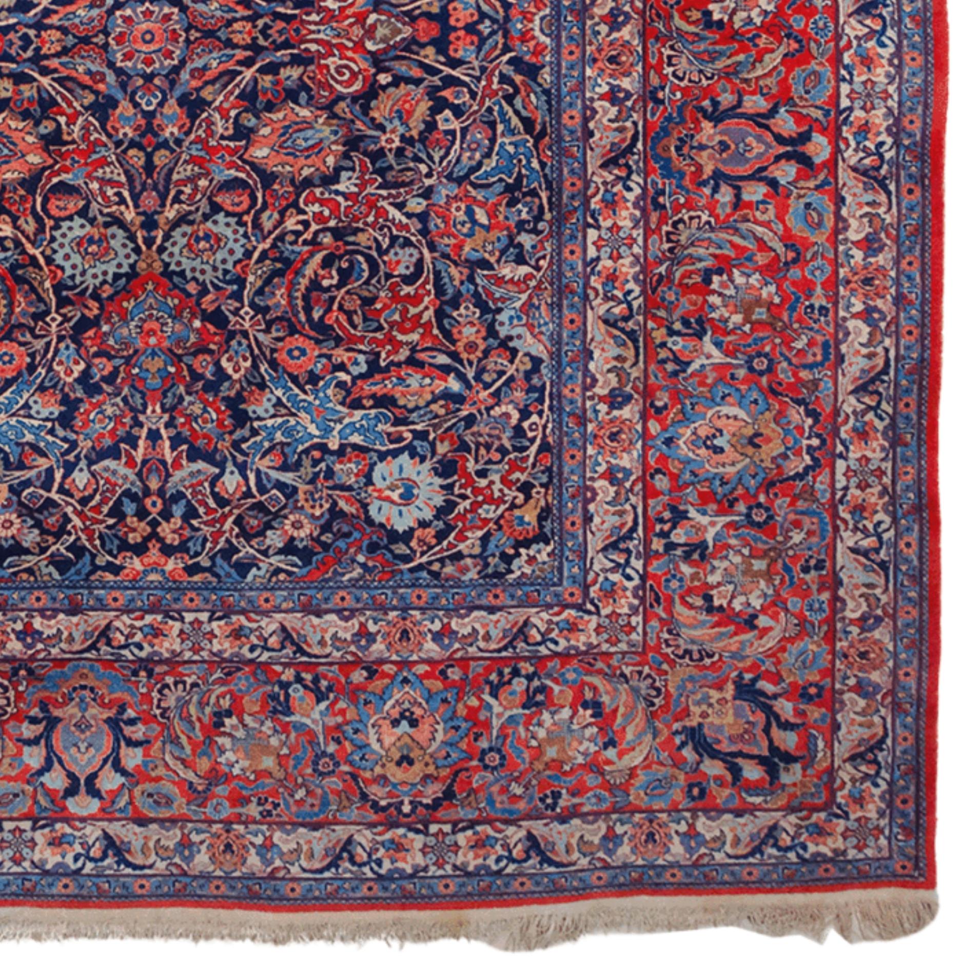 Persischer Keshan-Teppich, Ende des 19. Jahrhunderts (Wolle) im Angebot