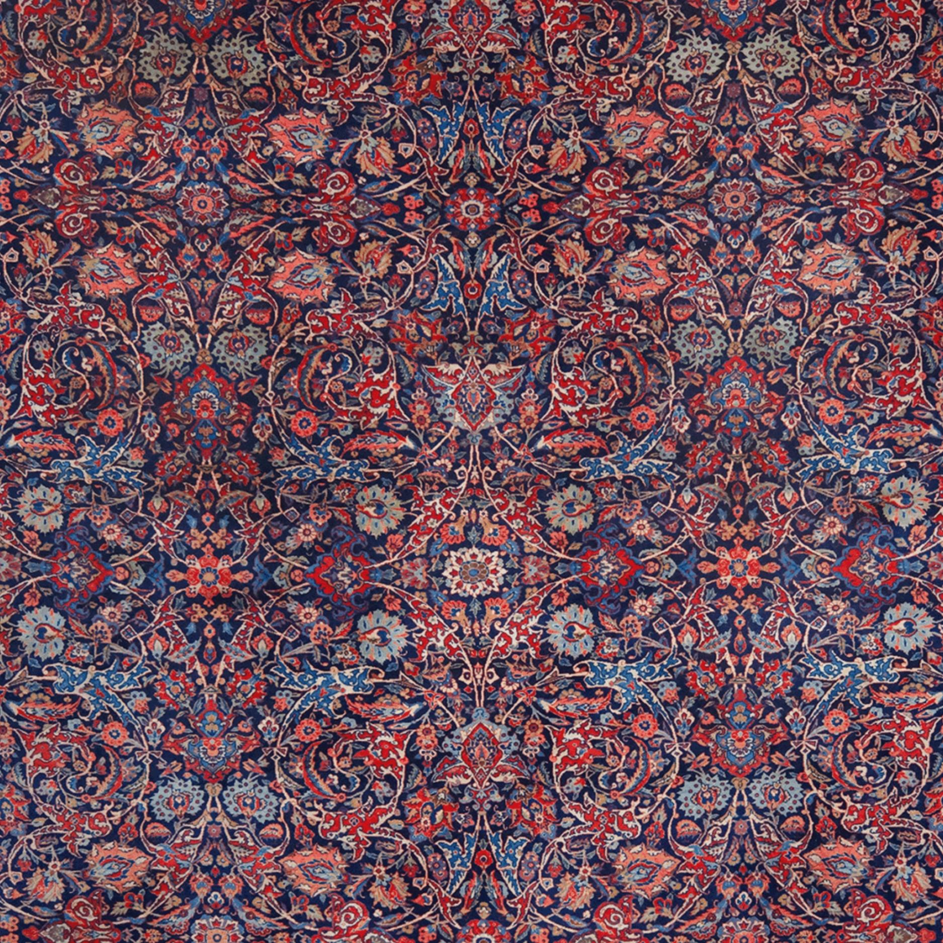 Persischer Keshan-Teppich, Ende des 19. Jahrhunderts (Handgewebt) im Angebot
