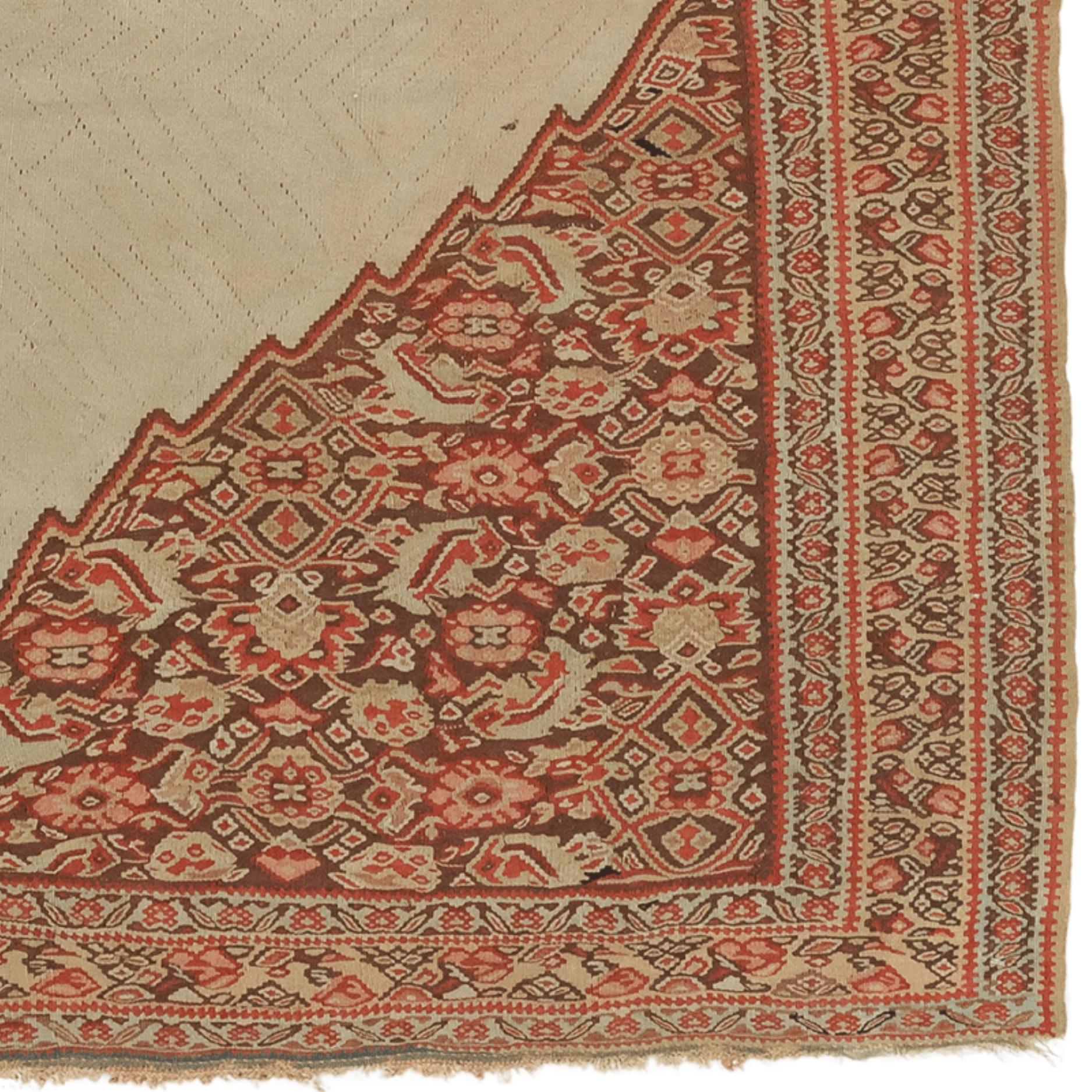Persischer Senneh-Kelim aus dem späten 19. Jahrhundert (Wolle) im Angebot
