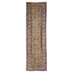 19th Century Antique Caucasian Shirvan Runner Rug with Rare Golden Yellow Field