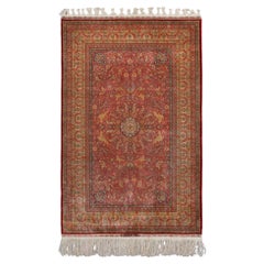 Tapis en soie Hereke de qualité, signé, 15 x 15 – Milieu du XXe siècle