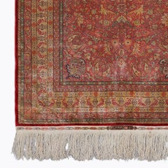 Tapis en soie Hereke de qualité, signé, 15 x 15 – Milieu du XXe siècle