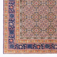 Floral and Geometric Design Antique Carpet - Late 19th Century