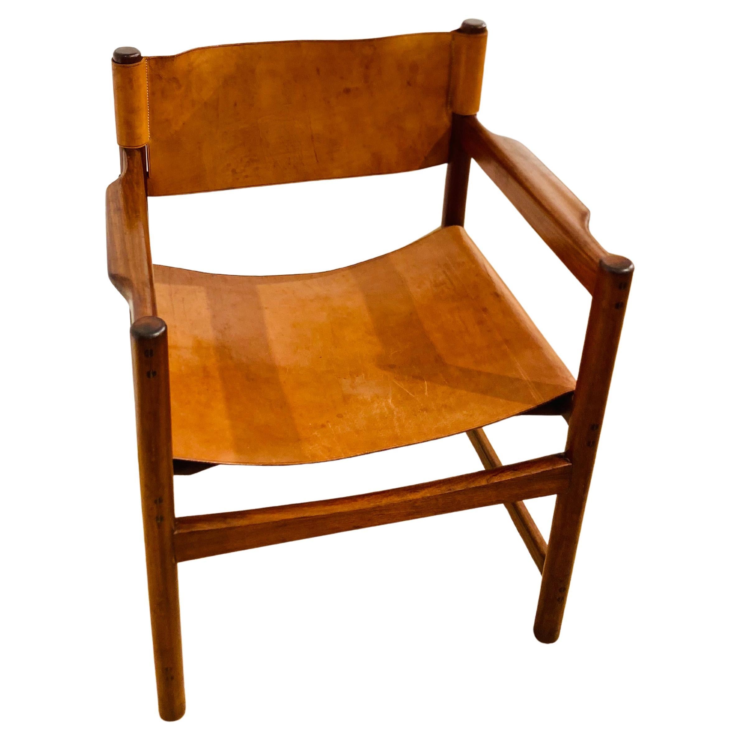 Poltrone in mogano e pelle cognac - design spagnolo anni '60 in vendita 1