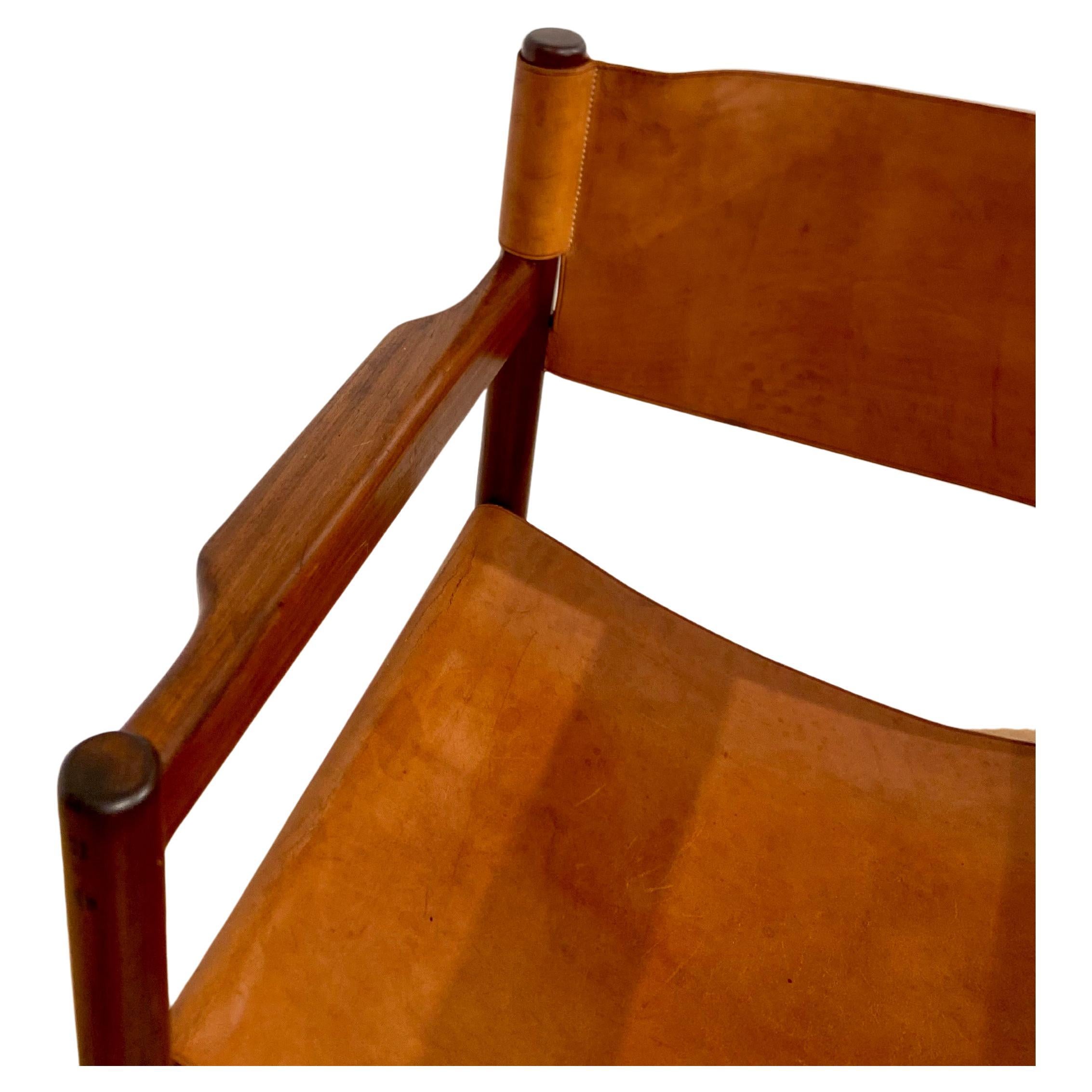 XX secolo Poltrone in mogano e pelle cognac - design spagnolo anni '60 in vendita