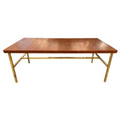 Scandinavian teak and brass coffee table