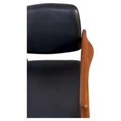 Erik Buch Captain Armchair, Teak & Leather, Mid-Century, 1950s