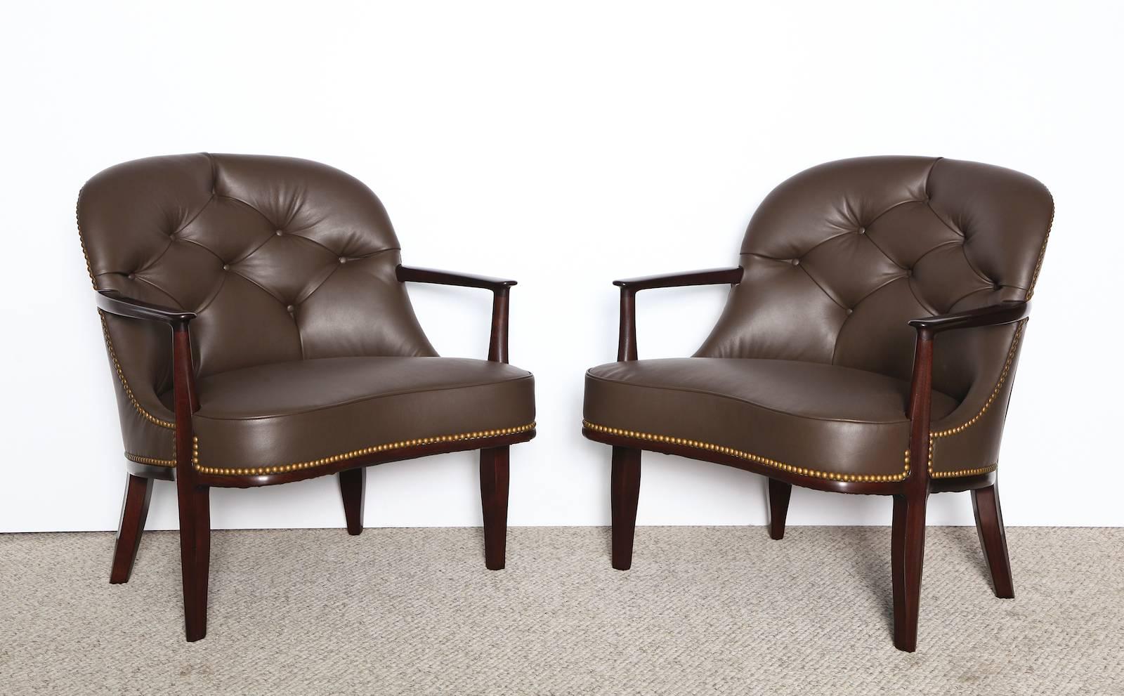 Mid-Century Modern Pair of Low Lounge Chairs #5705 Edward Wormley for Dunbar