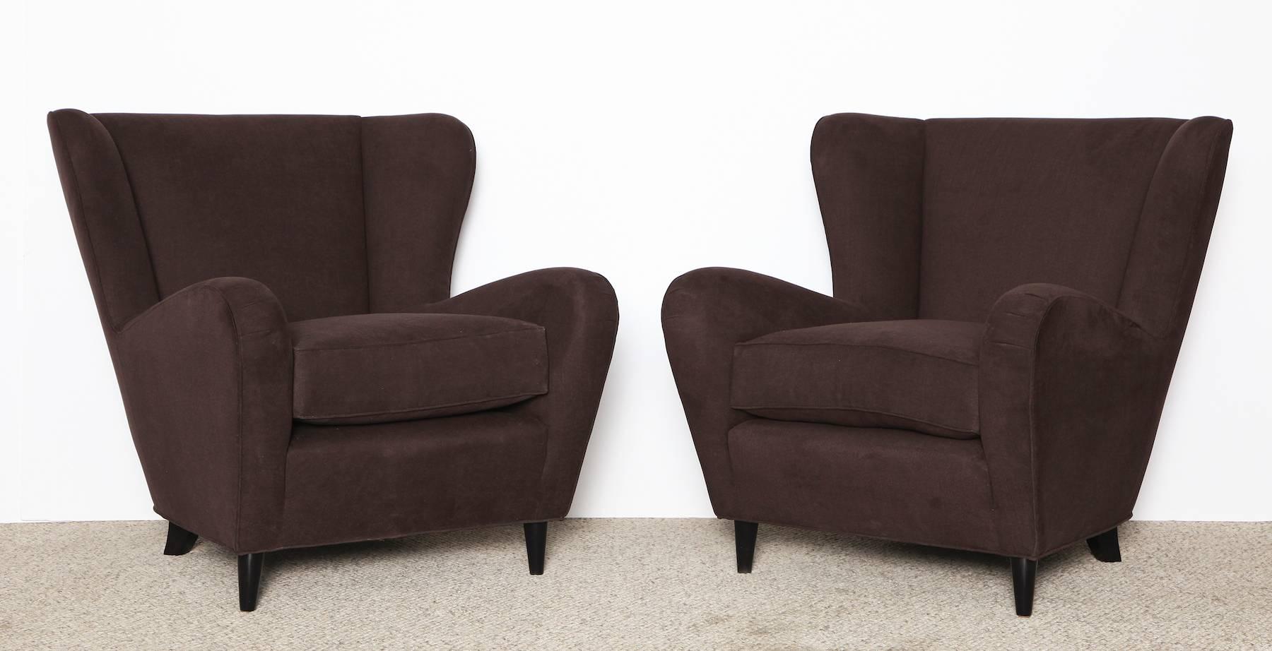 Italian Pair of Low Lounge Chairs