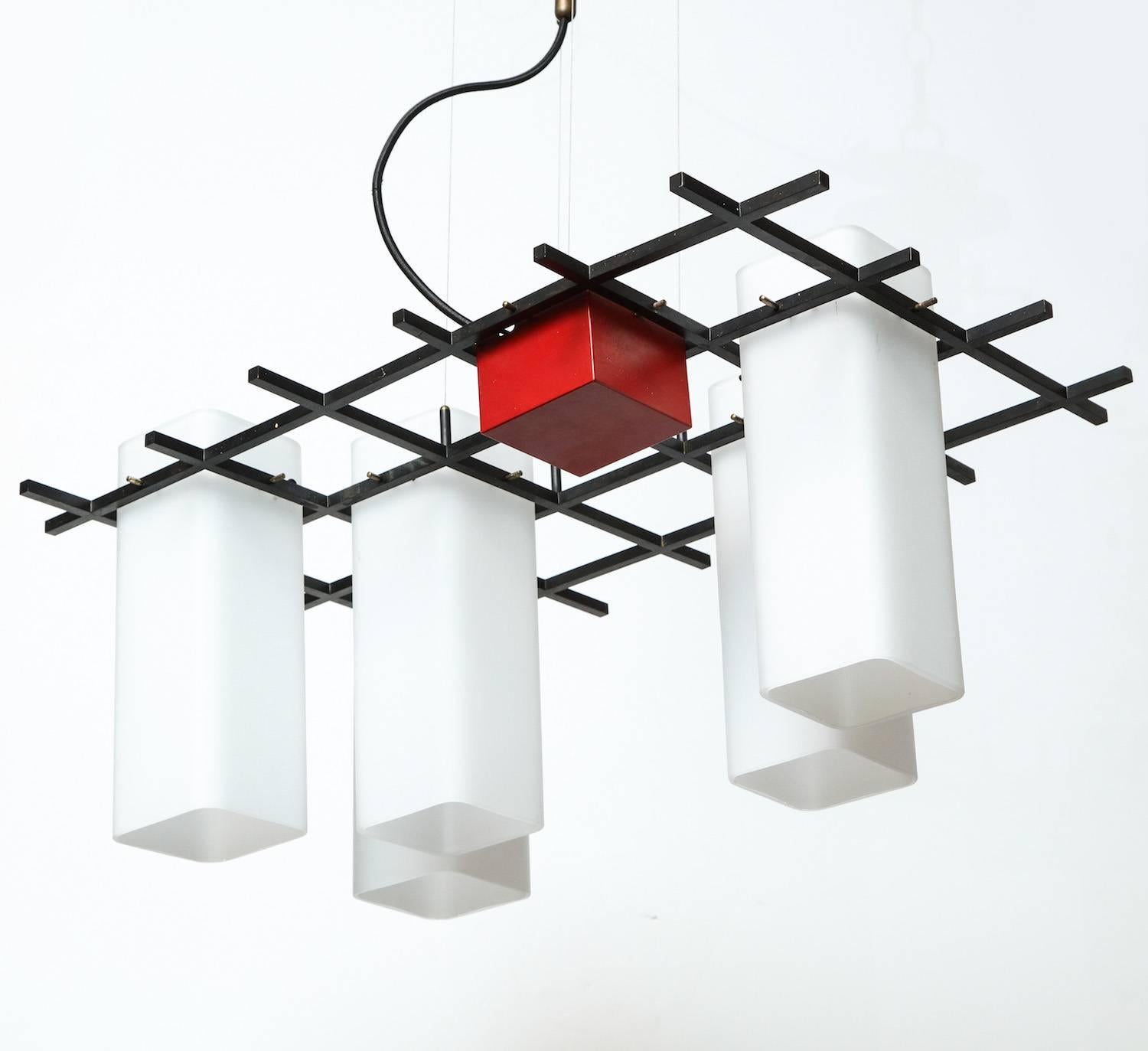 Mid-Century Modern Angelo Lelii for Arredoluce Chandelier For Sale