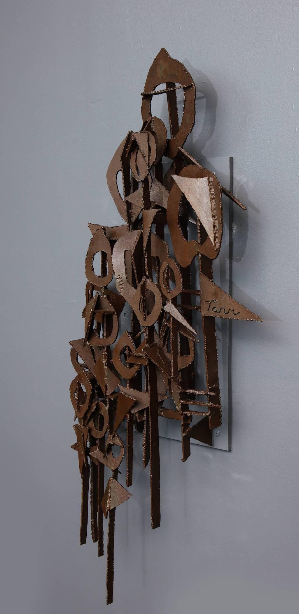 Untitled Wall Sculpture by William Tarr. Unique assemblage sculpture of Cor-Ten steel. Artist signed. From an NYC private collection.