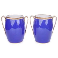 Pair of English Spode Vases with Bristol Blue Glaze