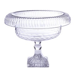 Cuenco con pie de cristal tallado decorativo georgiano del siglo XVIII