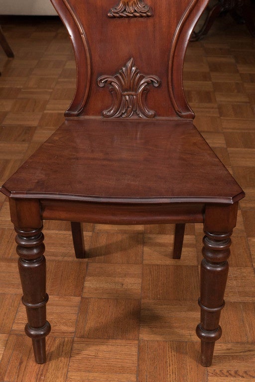 Mid-19th Century Set of Four Mahogany Hall Chairs