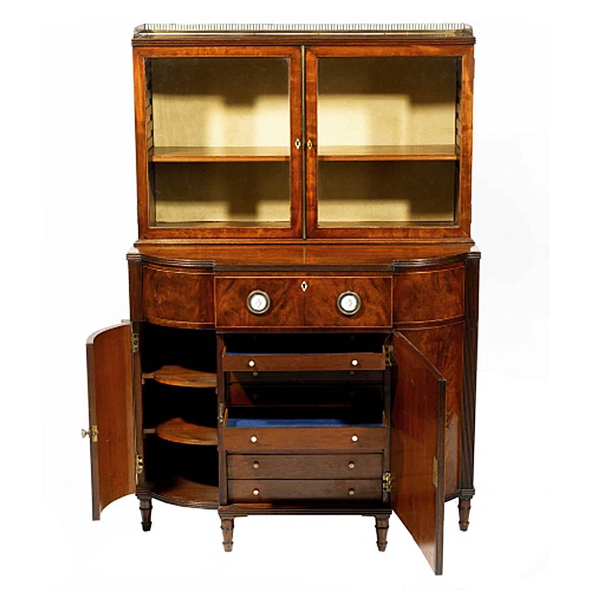 English Early 19th Century Mahogany Breakfront Display Cabinet