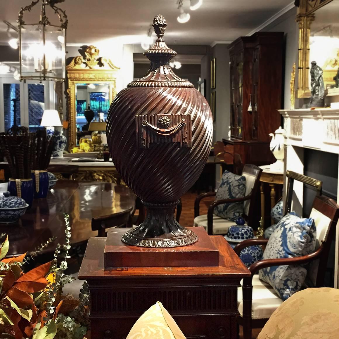 Carved Pair of 18th Century Irish Adam Style Wine Coolers on Stands