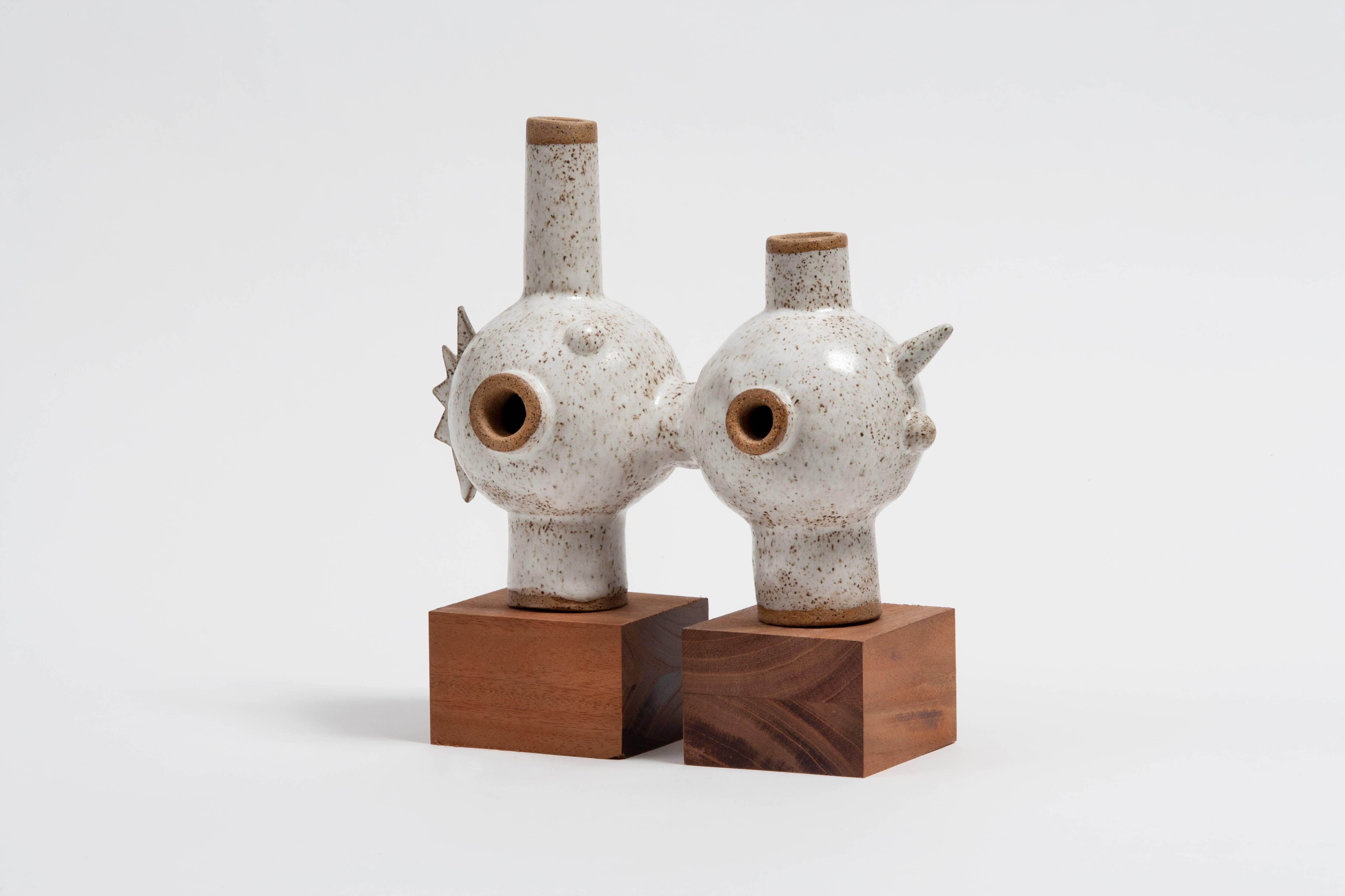 Ceramic sculpture by Carlos Otero, 2016.

Carlos Otero.
Untitled, 2015.
Ceramic.
Measures: 9.5” H x 8.5” W x 4.25” D.
Pedestals: 3.65” L x 3.25” W x 2.25” H.

Carlos Otero is an architect, designer and sculptor based in New York City. Born