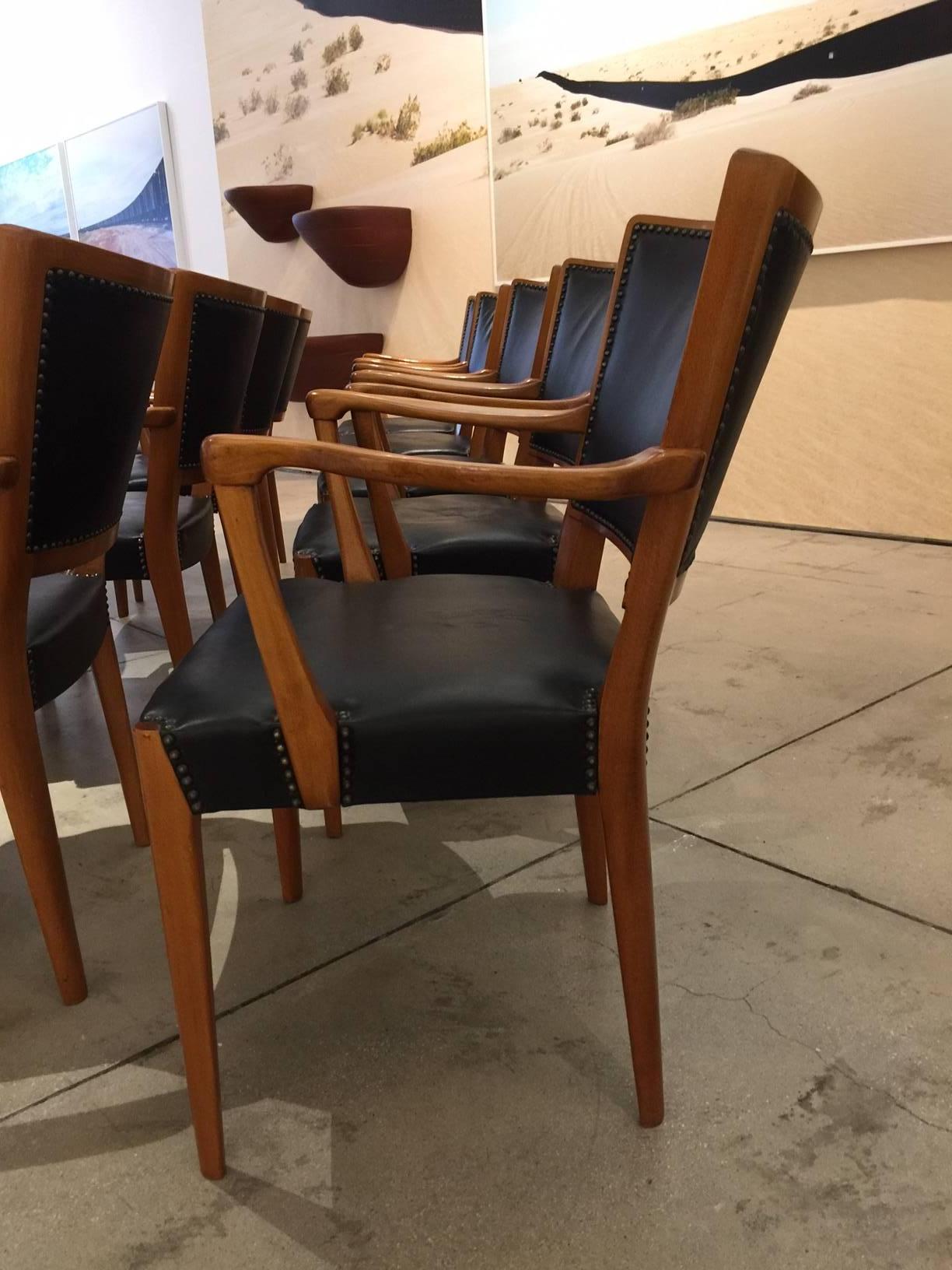 Leather Set of 15 Armchairs Attributed to Axel Einar Hjorth for Sweden, circa 1940