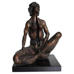 Agenore Fabbri, "Seated Female Nude" Bronze Sculpture, 1980s