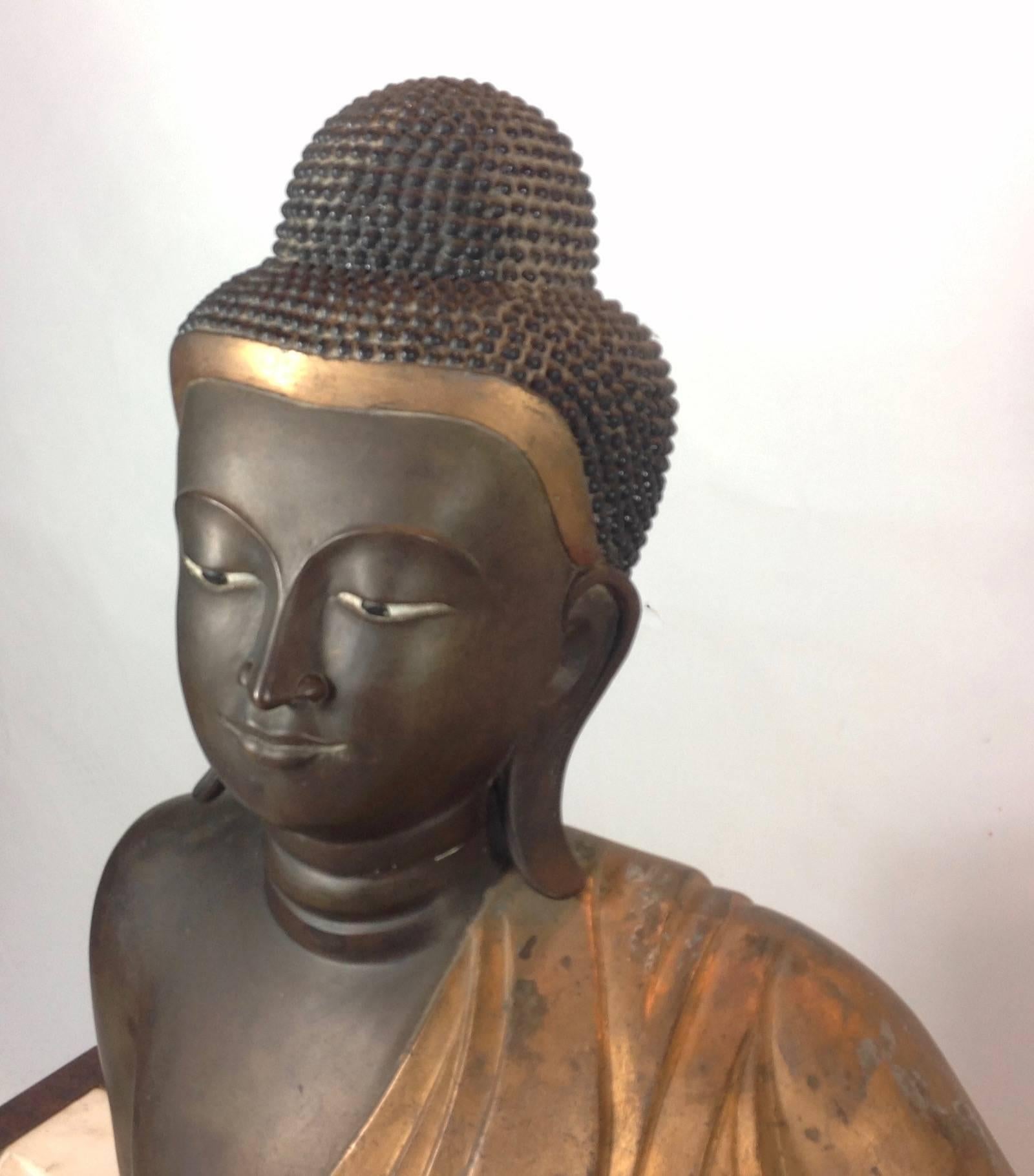 Cast Bronze Lifesize Reclining Buddha; Burmese; circa 1800s For Sale 1