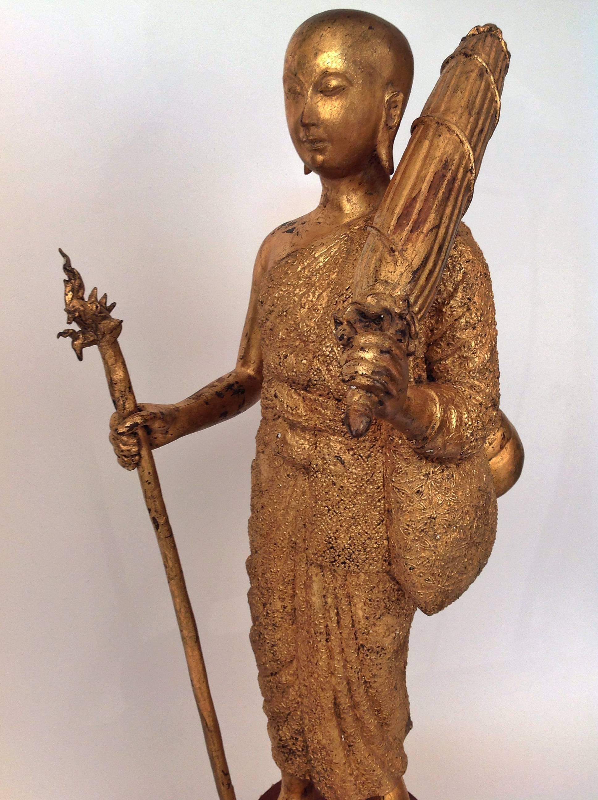 Solid Cast Bronze Traveling Monk In Excellent Condition For Sale In San Francisco, CA