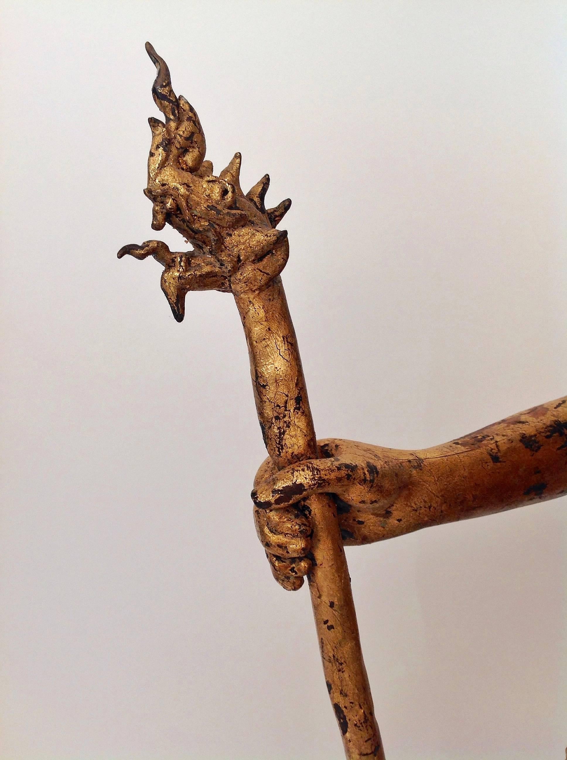 19th Century Solid Cast Bronze Traveling Monk For Sale